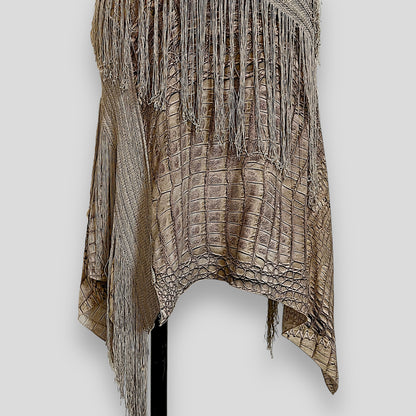 Roberto Cavalli 2011 s/s fringes low cut mini dress