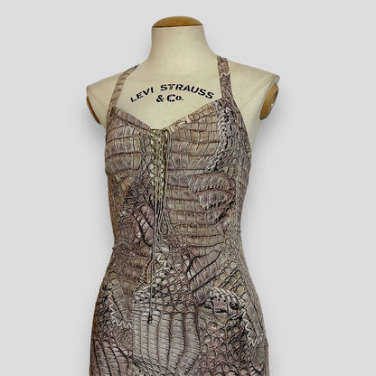 Roberto Cavalli 2011S/S snake printed silk halter dress