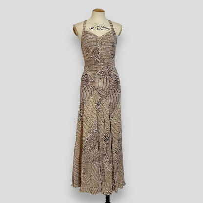 Roberto Cavalli 2011S/S snake printed silk halter dress