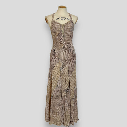 Roberto Cavalli 2011S/S snake printed silk halter dress