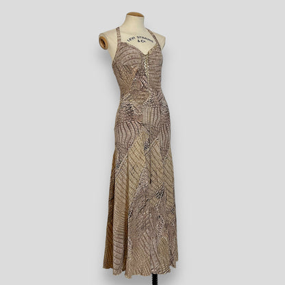 Roberto Cavalli 2011S/S snake printed silk halter dress