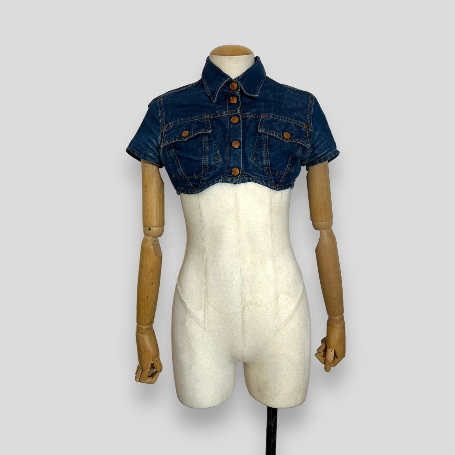 Jean Paul Gaultier ultra cropped denim top