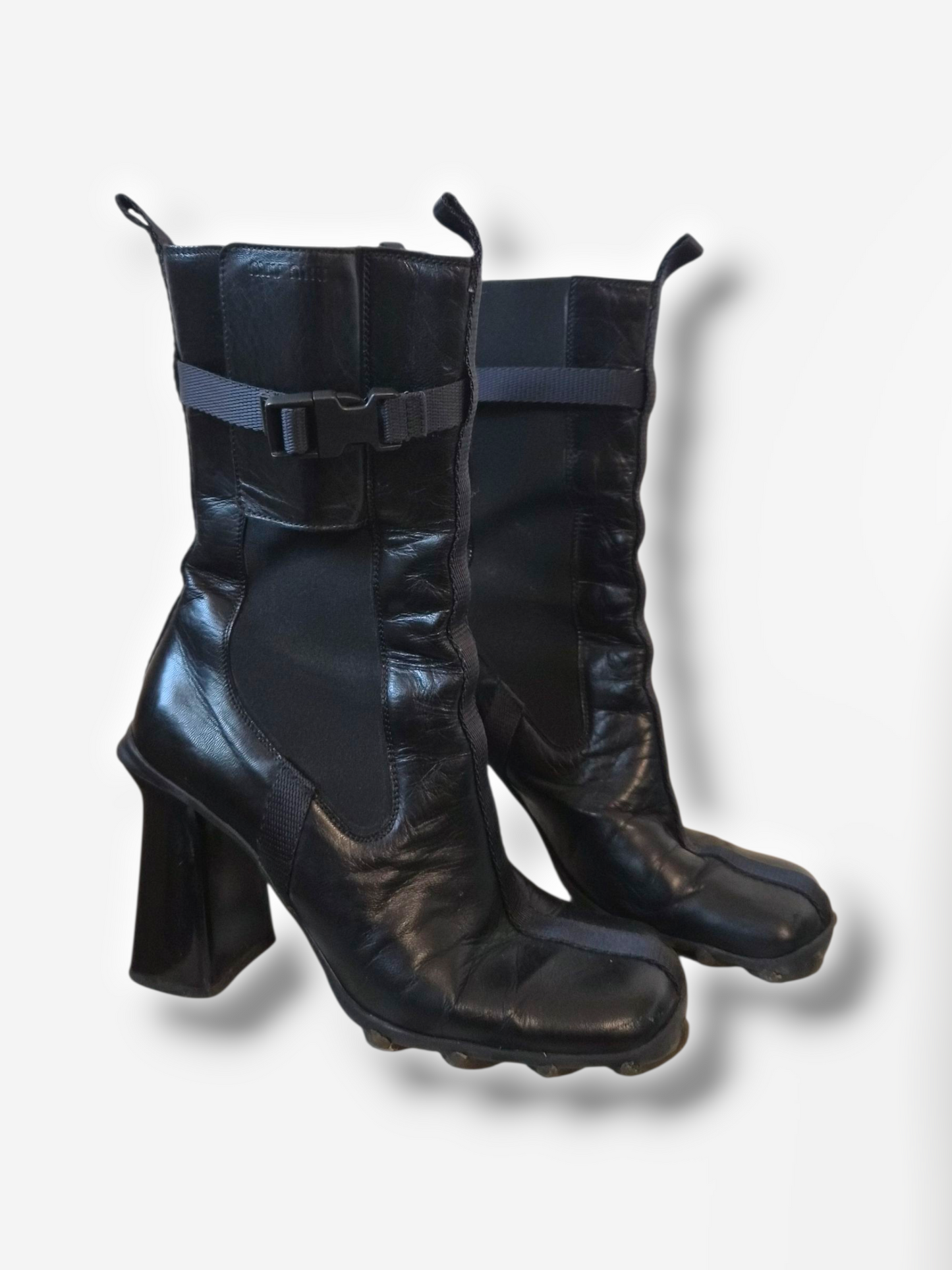 Miu Miu Black Leather Bubble Sole Boots, Fall/Winter 1999