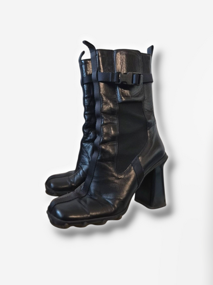 Miu Miu Black Leather Bubble Sole Boots, Fall/Winter 1999