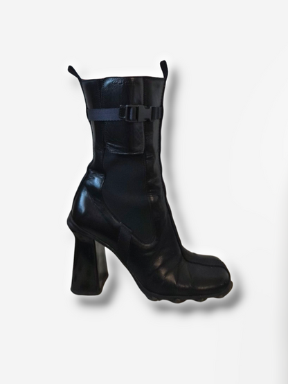Miu Miu Black Leather Bubble Sole Boots, Fall/Winter 1999