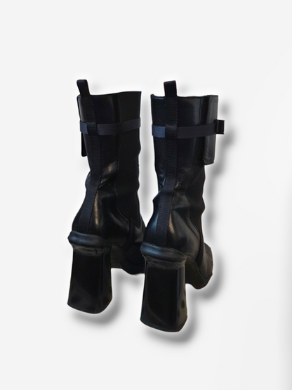Miu Miu Black Leather Bubble Sole Boots, Fall/Winter 1999