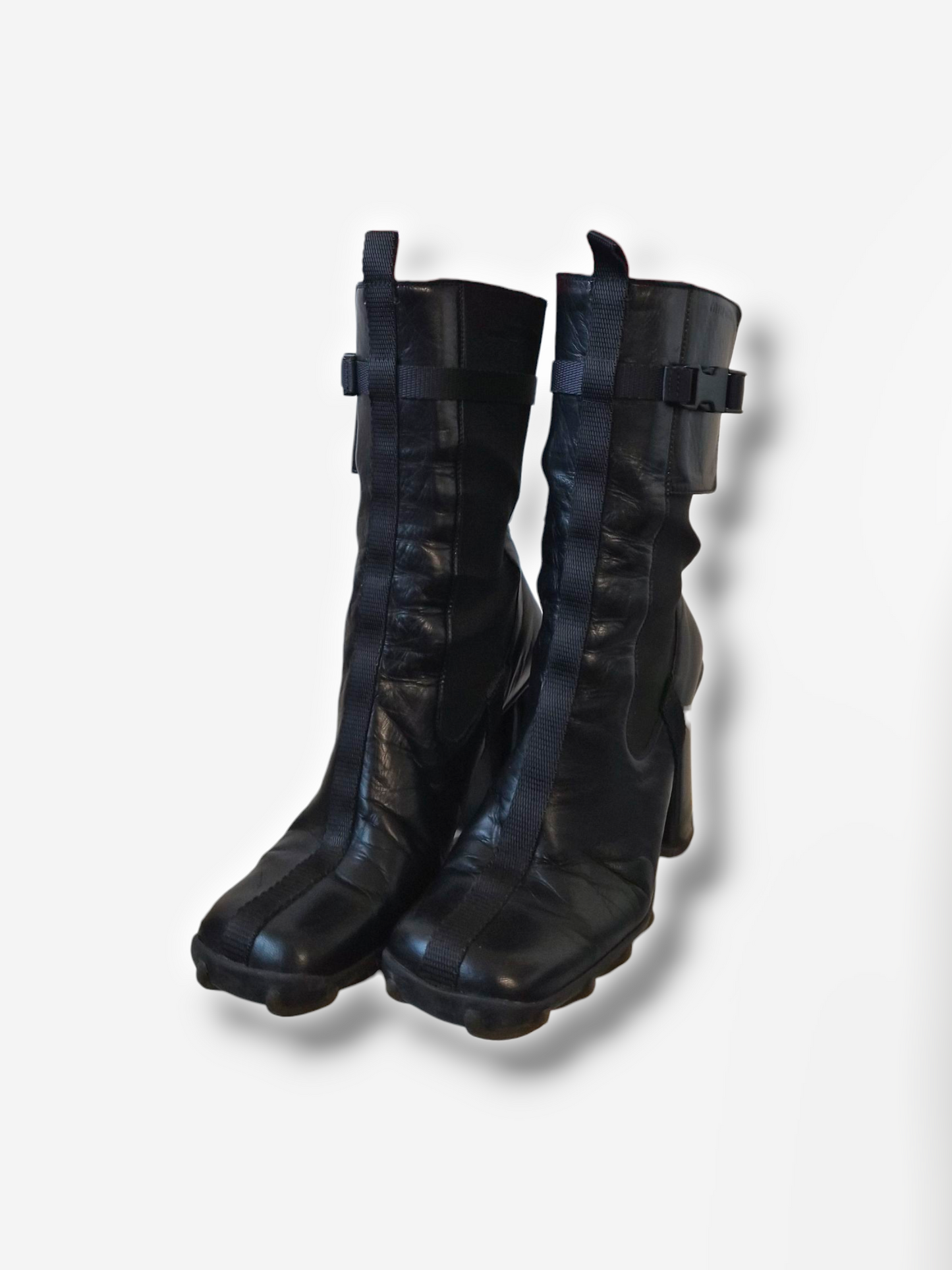 Miu Miu Black Leather Bubble Sole Boots, Fall/Winter 1999