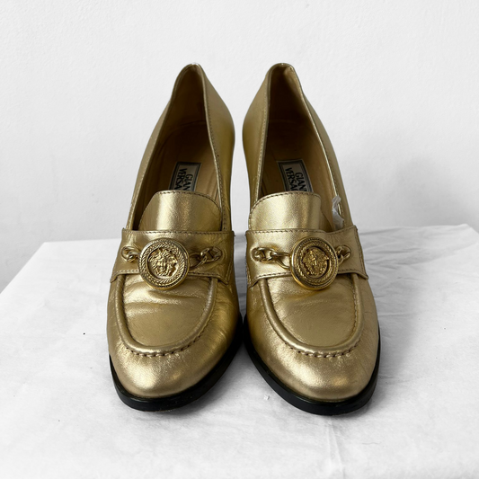 Gianni Versace 1994 gold heels