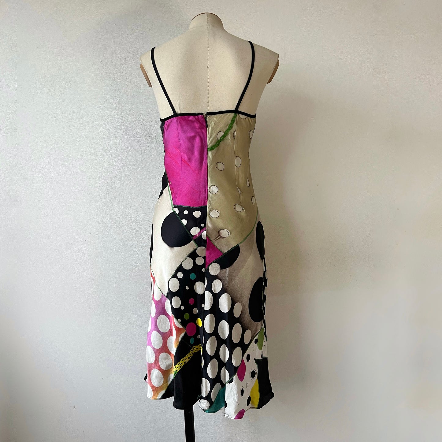 00s Galliano silk trash polka dot dress