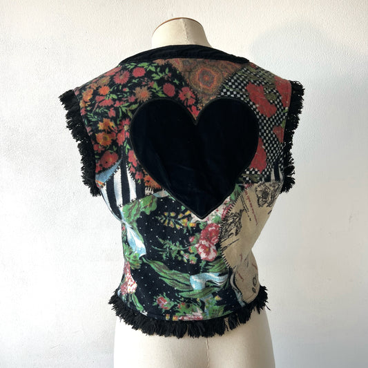90s Moschino velvet heart patches vest